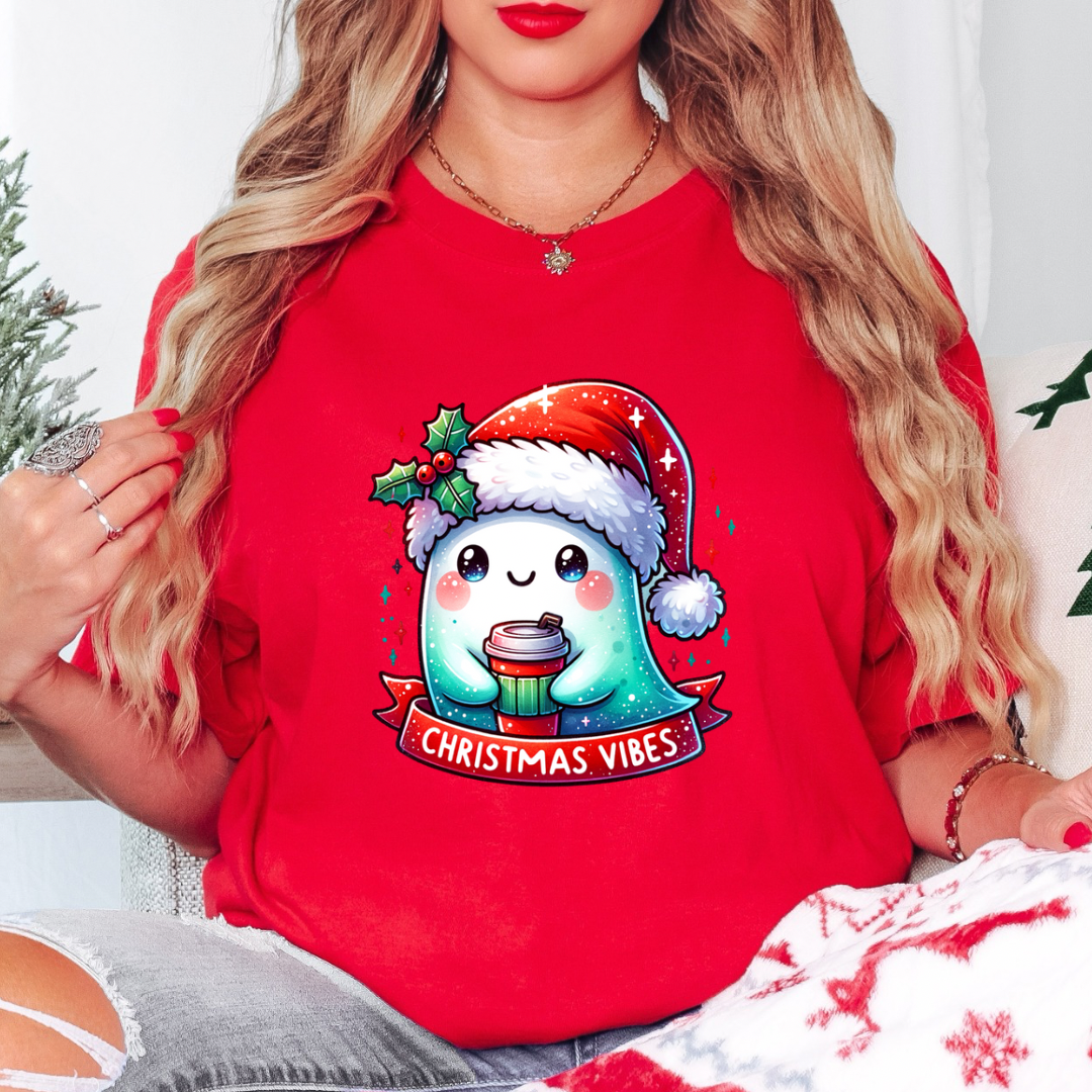 Christmas Vibes Ghost Sweatshirt (T-shirt options available)