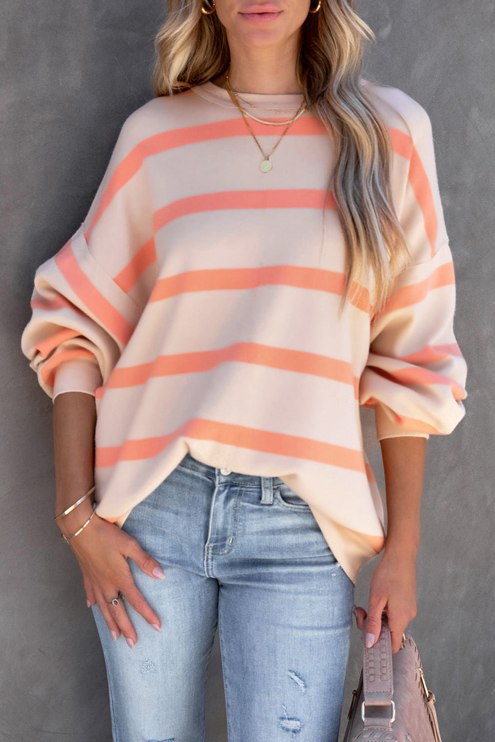 A Good Time Striped Dropped Shoulder Sweatshirt