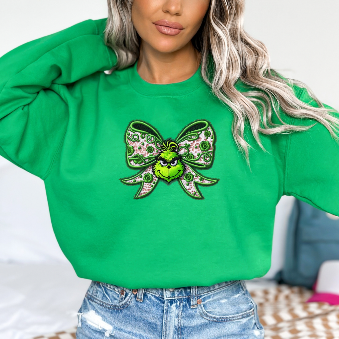 Coquette Grinch Bow Sweatshirt (T-shirt options available)