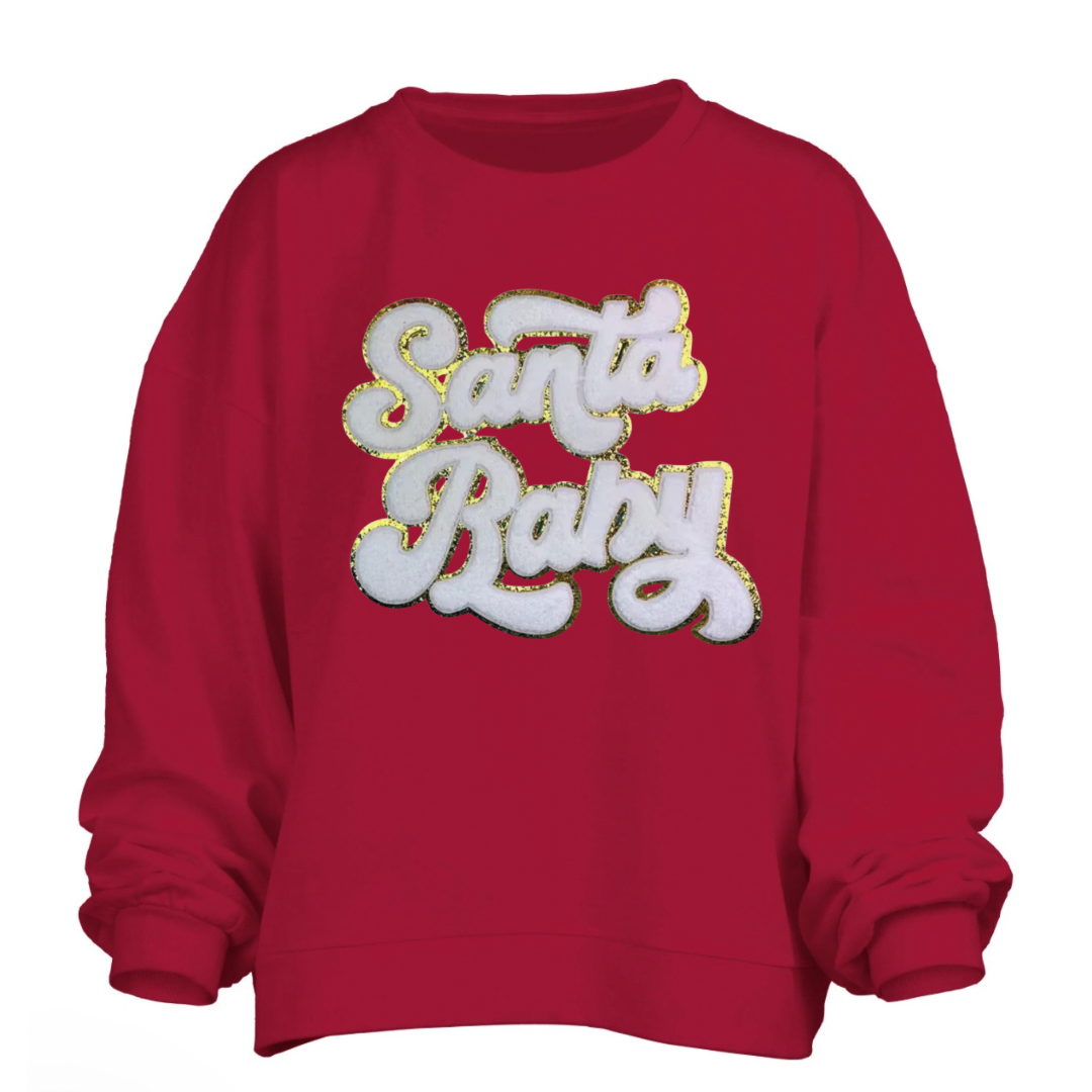 Santa Baby Chenille And Glitter Patch Sweatshirt