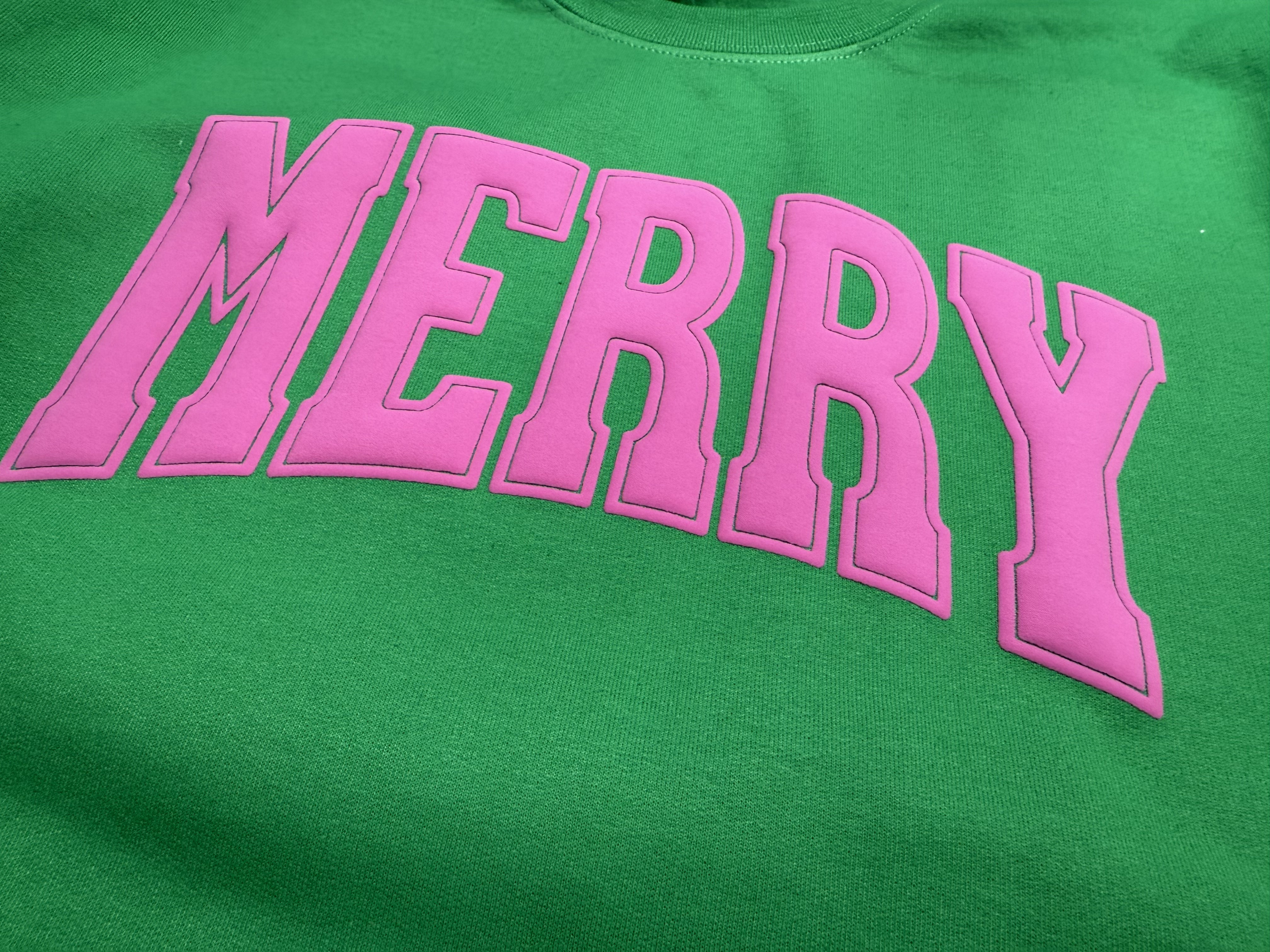 3D Puff Print Merry Sweatshirt (T-shirt options available)