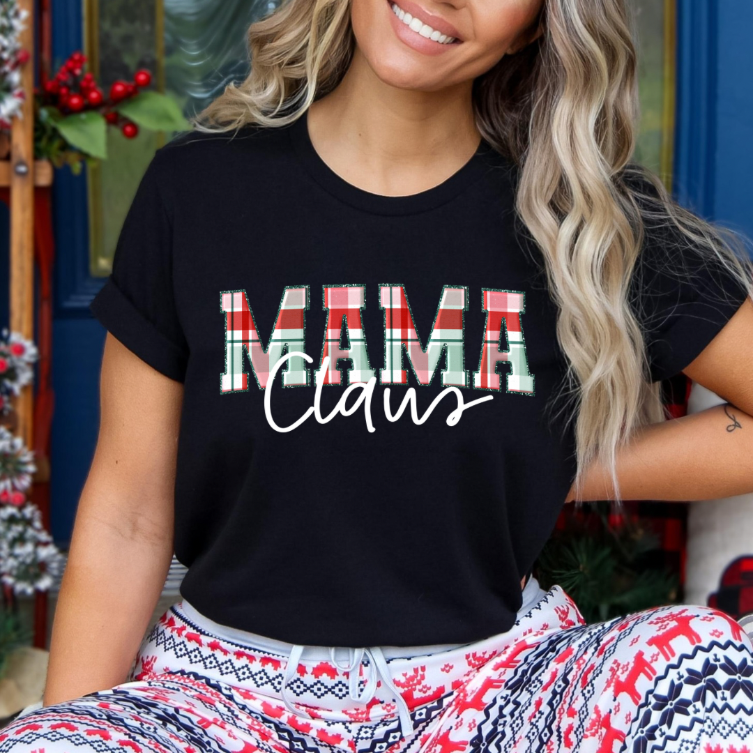 Mama Claus Plaid T-Shirt (Sweatshirt options available)