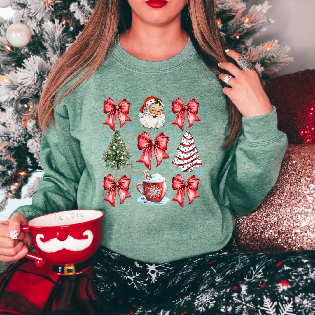 Santa Bows And Trees Sweatshirt (T-shirt options available)