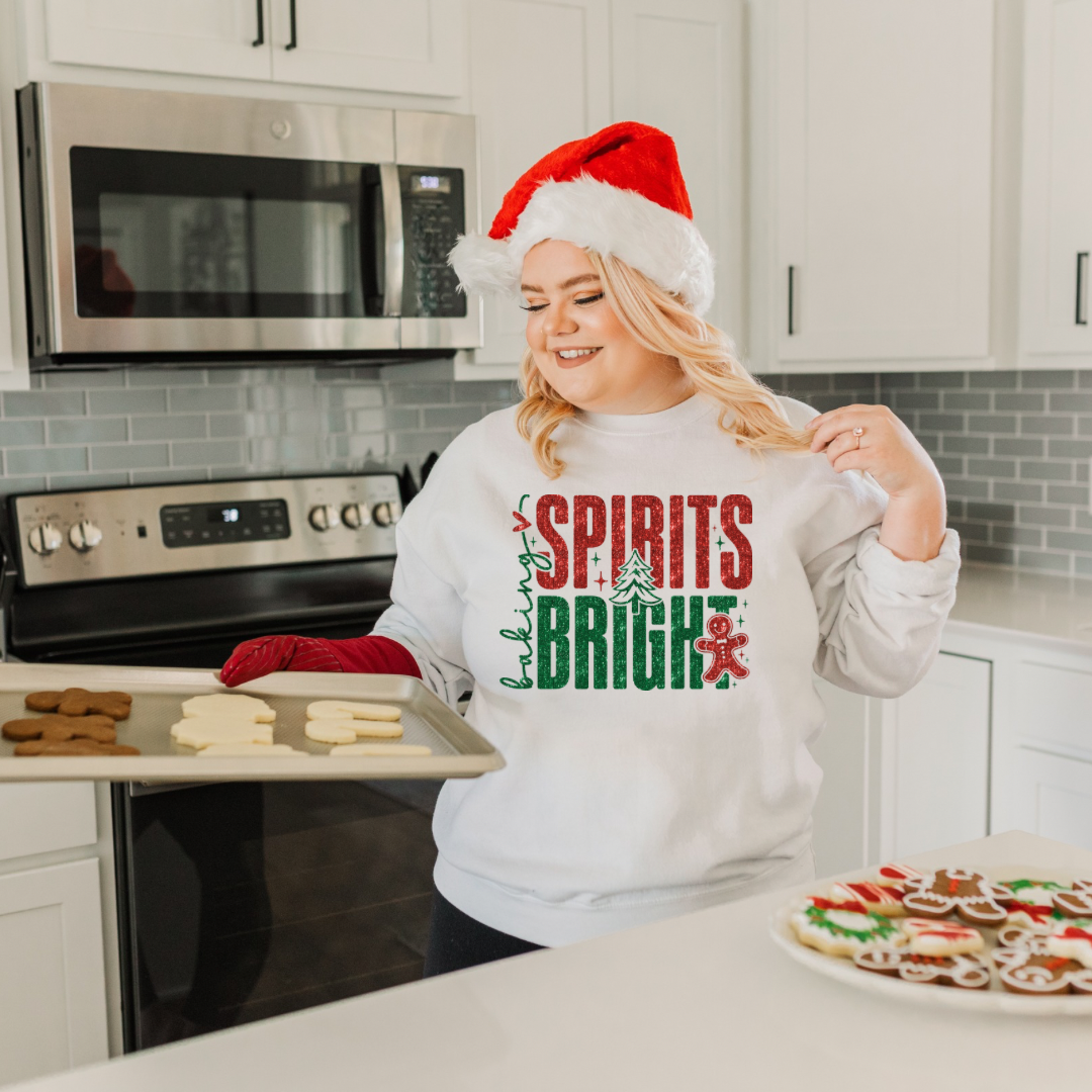 Baking Spirits Bright Faux Sparkle Sweatshirt (T-shirt options available)