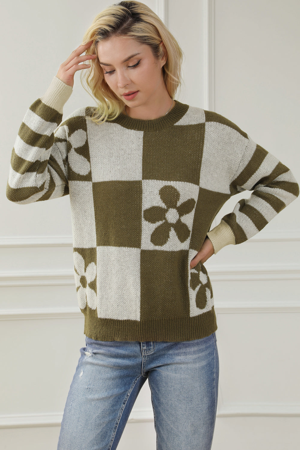 The Lucky One Contrast Round Neck Sweater