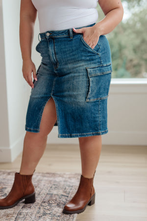 Always Be There Cargo Denim Skirt Denim Skirt by Vim&Vigor | Vim&Vigor Boutique