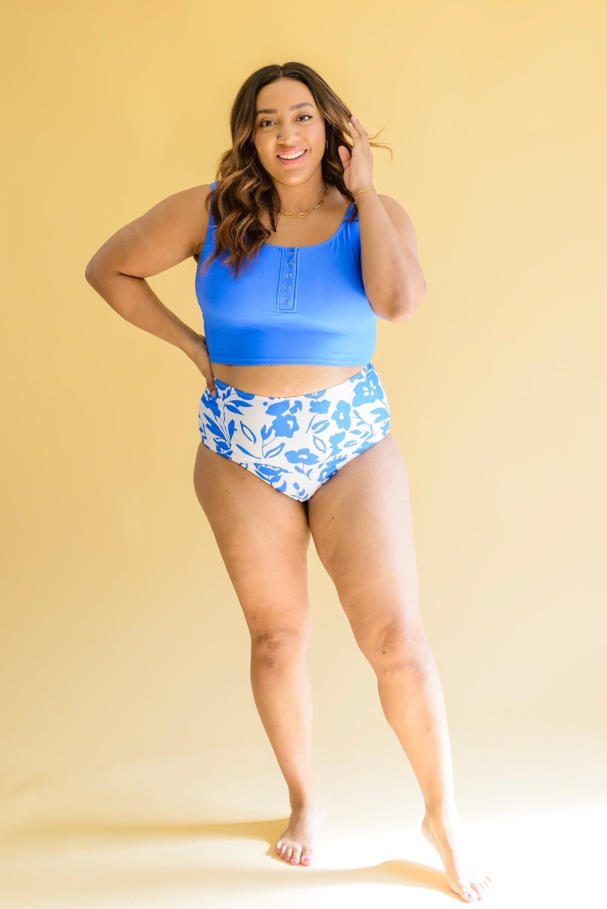 Bermuda Button Up Swim Top and Floral Swim Bottoms Bikini by Vim&Vigor | Vim&Vigor Boutique