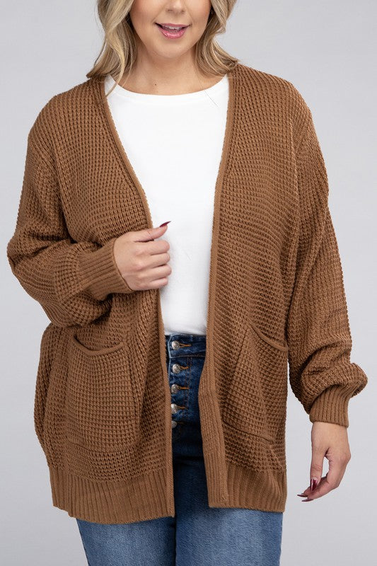 Cozy Comfort Low Gauge Waffle Open Front Cardigan Low Gauge Open Front Cardigan by Vim&Vigor | Vim&Vigor Boutique