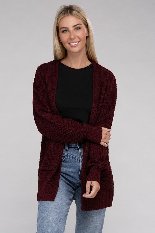 Cozy Comfort Low Gauge Waffle Open Front Cardigan Open Front Cardigan by Vim&Vigor | Vim&Vigor Boutique