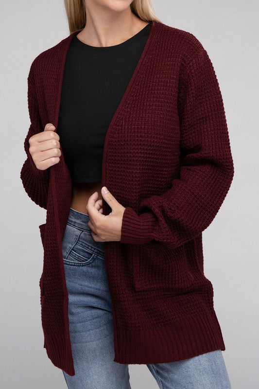 Cozy Comfort Low Gauge Waffle Open Front Cardigan Open Front Cardigan by Vim&Vigor | Vim&Vigor Boutique