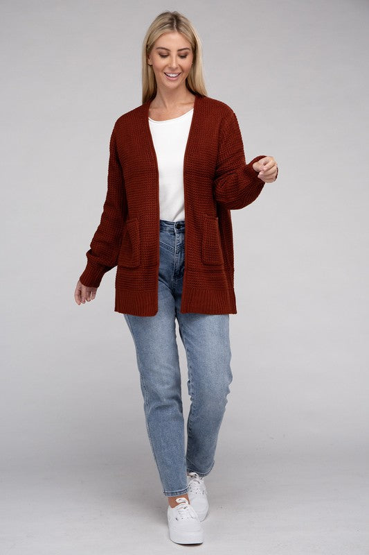 Cozy Comfort Low Gauge Waffle Open Front Cardigan Open Front Cardigan by Vim&Vigor | Vim&Vigor Boutique