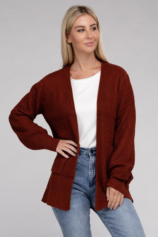 Cozy Comfort Low Gauge Waffle Open Front Cardigan Open Front Cardigan by Vim&Vigor | Vim&Vigor Boutique