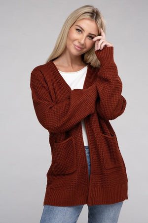 Cozy Comfort Low Gauge Waffle Open Front Cardigan Open Front Cardigan by Vim&Vigor | Vim&Vigor Boutique