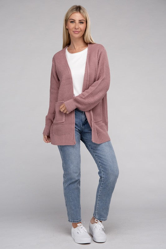 Cozy Comfort Low Gauge Waffle Open Front Cardigan Open Front Cardigan by Vim&Vigor | Vim&Vigor Boutique