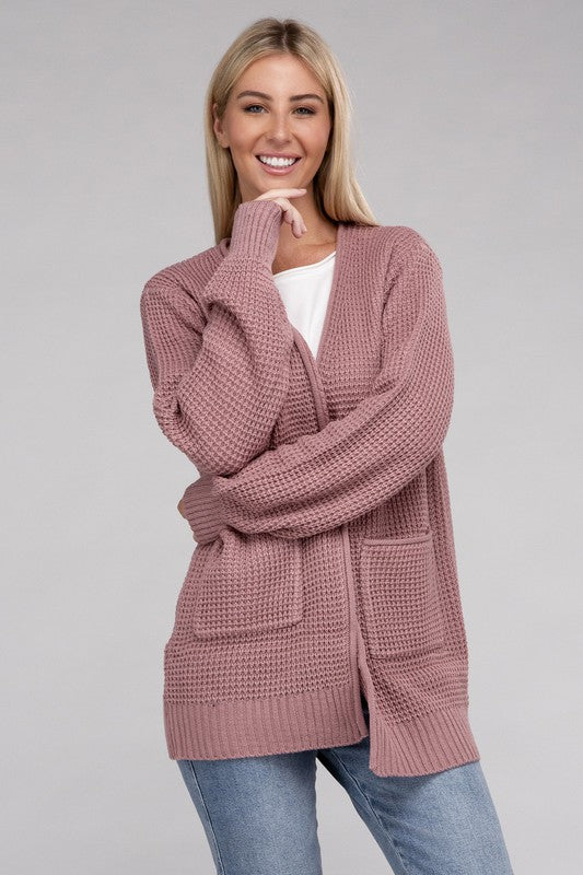 Cozy Comfort Low Gauge Waffle Open Front Cardigan Open Front Cardigan by Vim&Vigor | Vim&Vigor Boutique