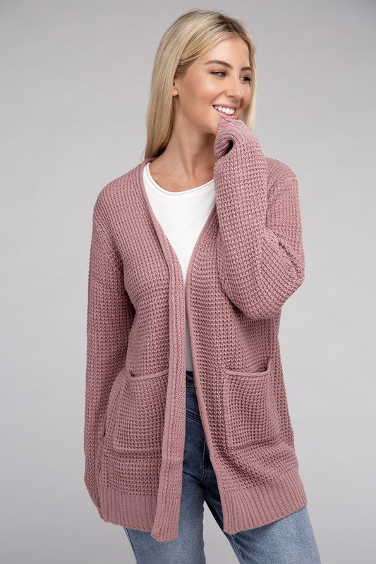 Cozy Comfort Low Gauge Waffle Open Front Cardigan Open Front Cardigan by Vim&Vigor | Vim&Vigor Boutique