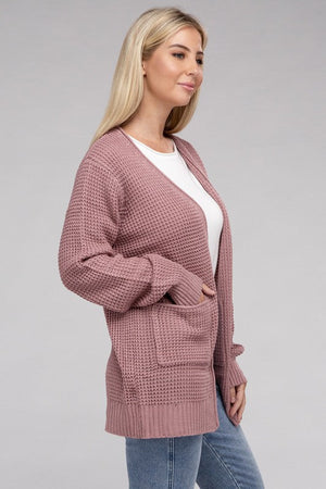 Cozy Comfort Low Gauge Waffle Open Front Cardigan Open Front Cardigan by Vim&Vigor | Vim&Vigor Boutique