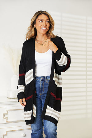 Cozy Up Drop Shoulder Open Front Cardigan Black Cardigians by Vim&Vigor | Vim&Vigor Boutique