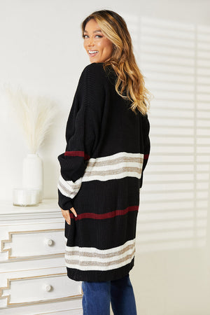 Cozy Up Drop Shoulder Open Front Cardigan Black Cardigians by Vim&Vigor | Vim&Vigor Boutique