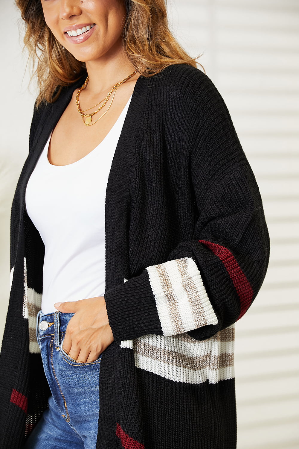 Cozy Up Drop Shoulder Open Front Cardigan Black Cardigians by Vim&Vigor | Vim&Vigor Boutique