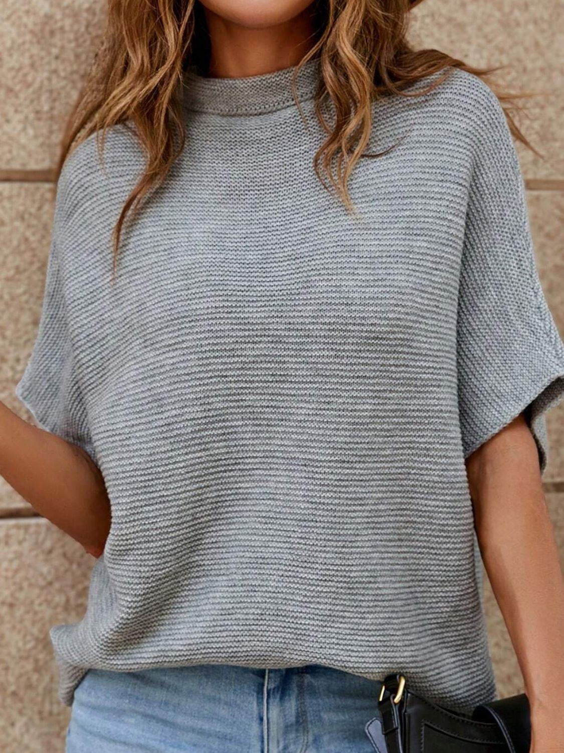 Izzy Mock Neck Short Sleeve Sweater