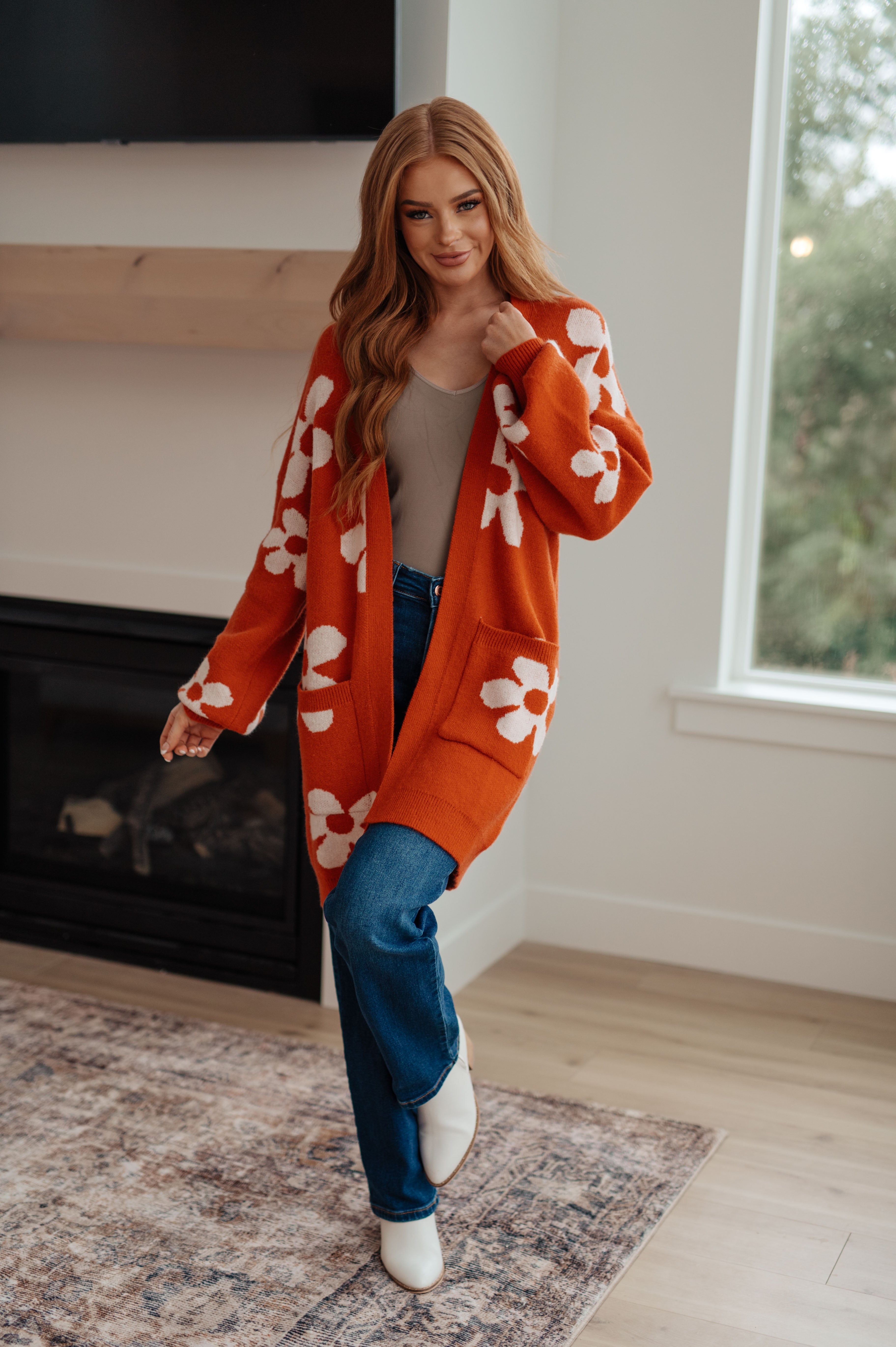 Enough Anyways Floral Cardigan in Burnt Orange Cardigans by Vim&Vigor | Vim&Vigor Boutique