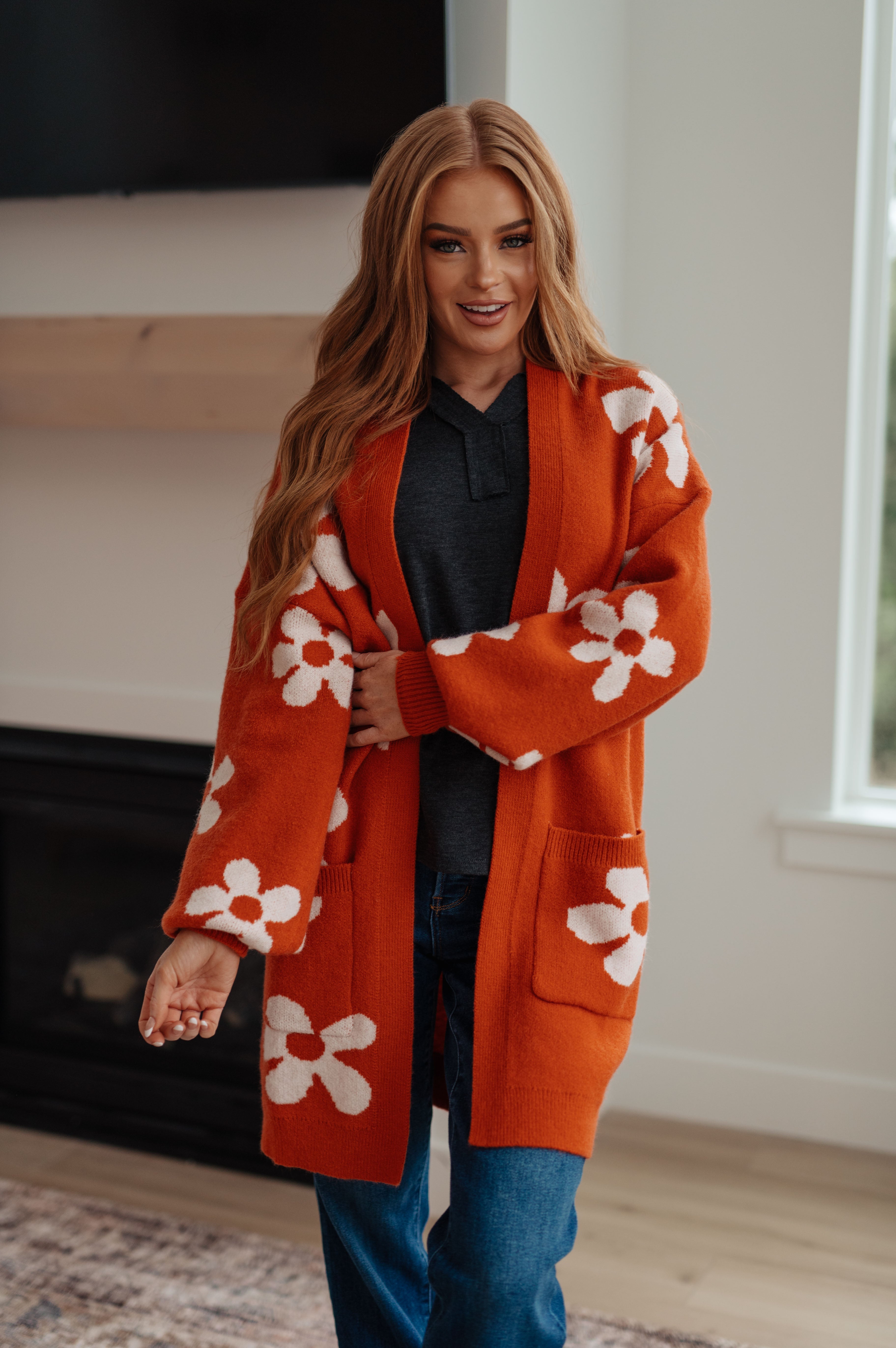 Enough Anyways Floral Cardigan in Burnt Orange Cardigans by Vim&Vigor | Vim&Vigor Boutique