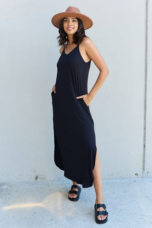 Feel The Energy Cami Side Slit Maxi Dress-Black Black Maxi Dress by Vim&Vigor | Vim&Vigor Boutique