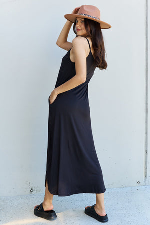 Feel The Energy Cami Side Slit Maxi Dress-Black Black Maxi Dress by Vim&Vigor | Vim&Vigor Boutique