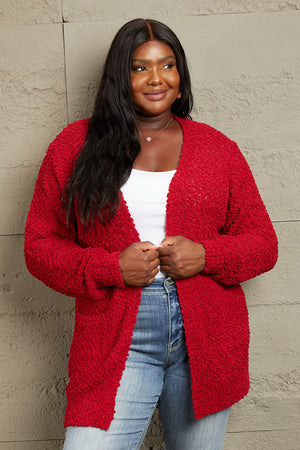 I Fell For You Open Front Popcorn Cardigan-Red Red Popcorn Cardigan by Vim&Vigor | Vim&Vigor Boutique