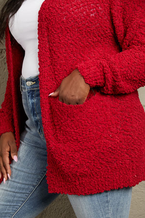 I Fell For You Open Front Popcorn Cardigan-Red Red Popcorn Cardigan by Vim&Vigor | Vim&Vigor Boutique