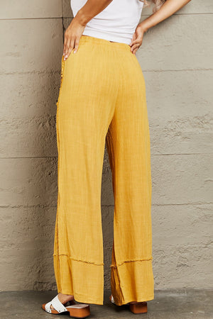 I Love Me Mineral Wash Wide Leg Pants-Mustard Mustard Wide Leg Pants by Vim&Vigor | Vim&Vigor Boutique