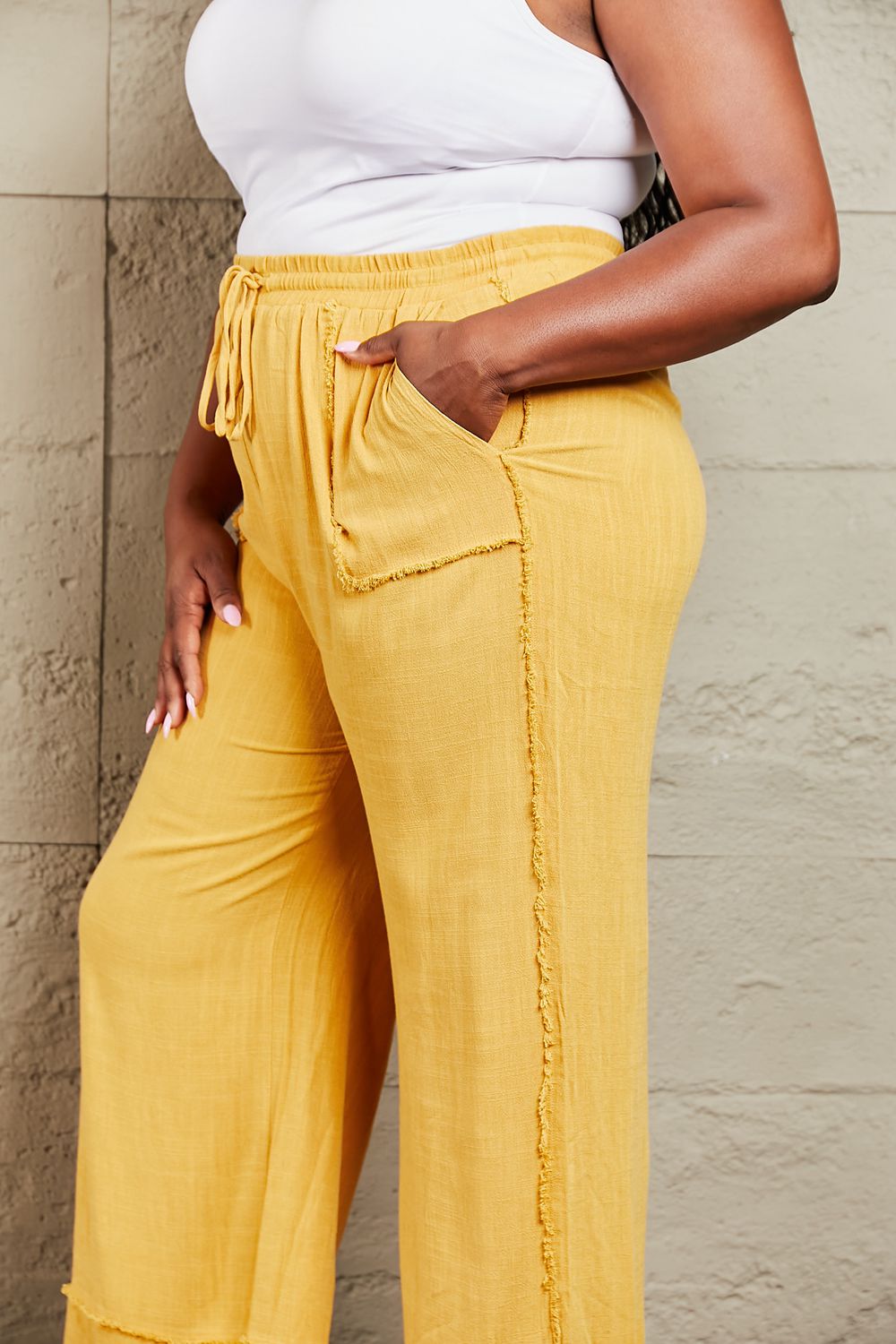 I Love Me Mineral Wash Wide Leg Pants-Mustard Mustard Wide Leg Pants by Vim&Vigor | Vim&Vigor Boutique