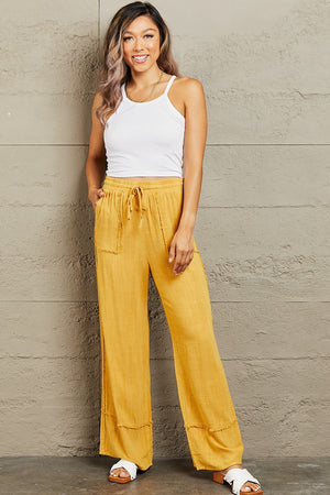 I Love Me Mineral Wash Wide Leg Pants-Mustard Mustard Wide Leg Pants by Vim&Vigor | Vim&Vigor Boutique