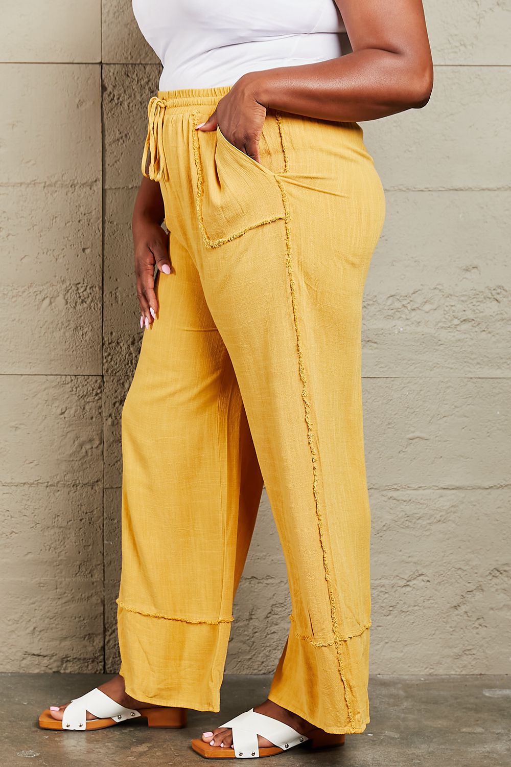 I Love Me Mineral Wash Wide Leg Pants-Mustard Mustard Wide Leg Pants by Vim&Vigor | Vim&Vigor Boutique