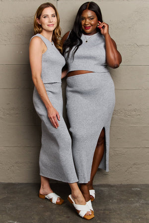 I'am All That Fitted Two-Piece Skirt Set Charcoal Skirt Set by Vim&Vigor | Vim&Vigor Boutique