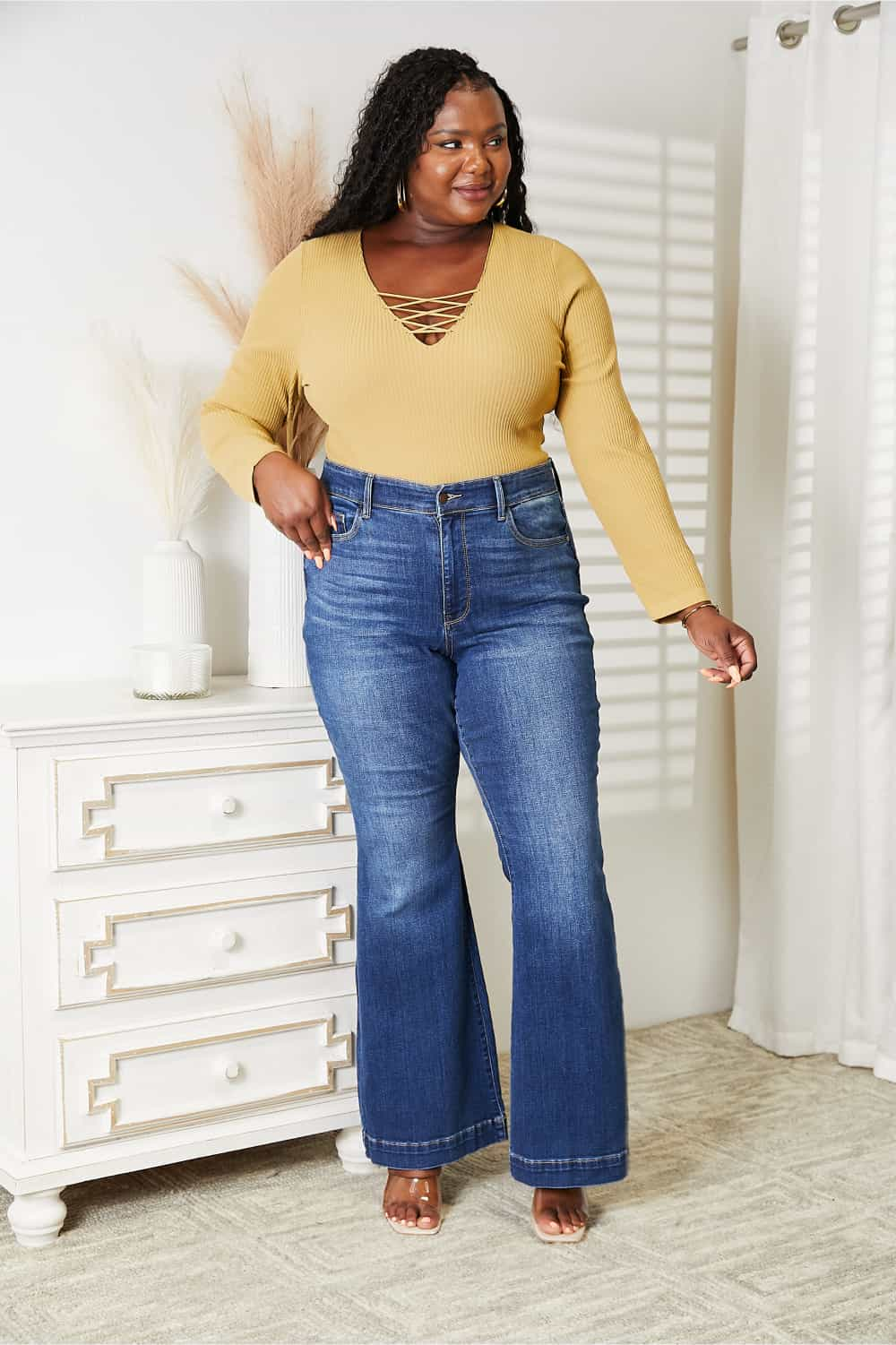 It's In The Details Full Size Ribbed Bodysuit Banana Yellow Long Sleeve Ribbed Bodysuit by Vim&Vigor | Vim&Vigor Boutique