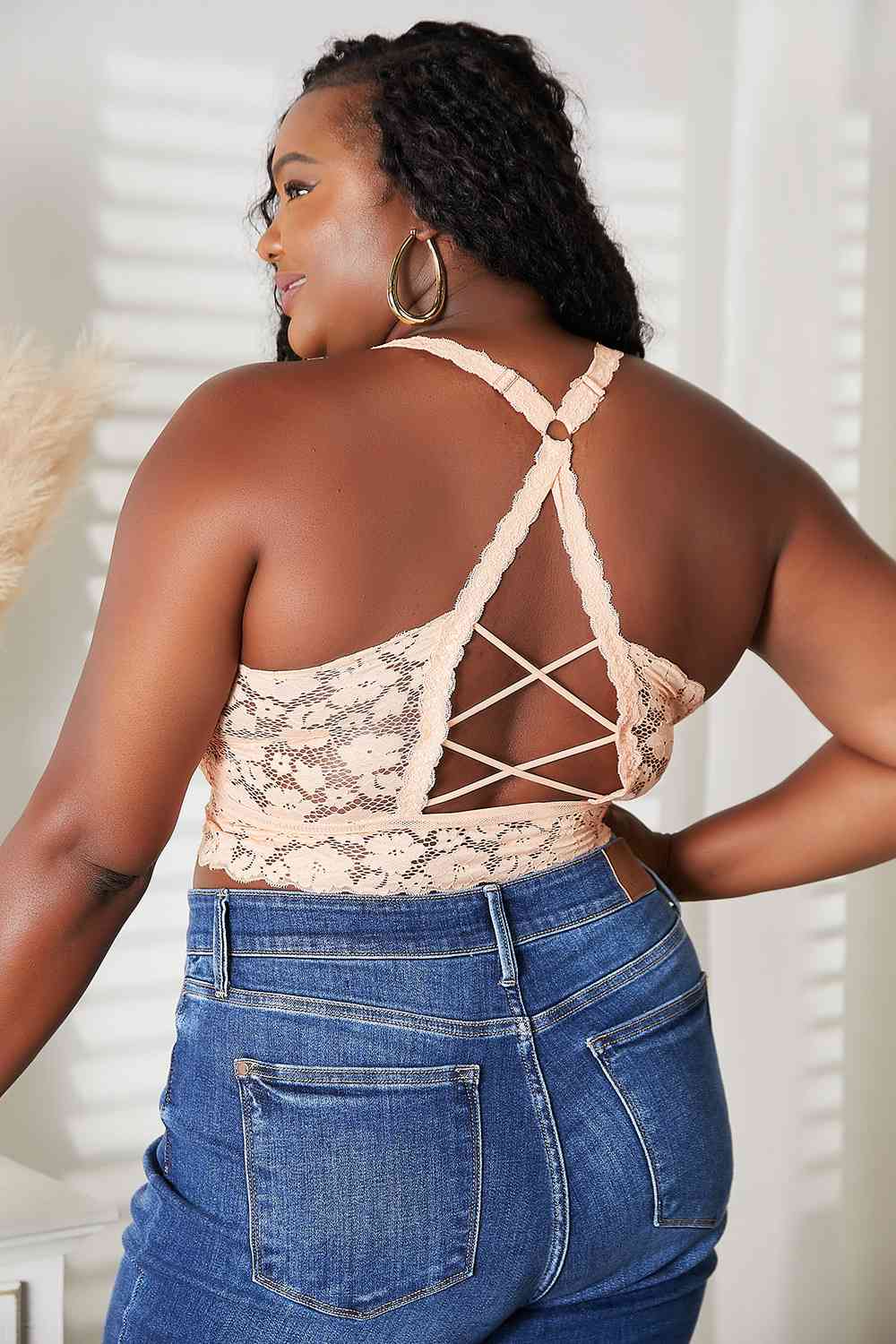 JadyK Tawnie Crisscross Back Lace Bralette-Light Apricot Light Apricot Crisscross Back Lace Bralette by Vim&Vigor | Vim&Vigor Boutique