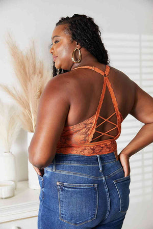 JadyK Tawnie Crisscross Lace Bralette-Rust Rust Crisscross Back Full Size Bralette by Vim&Vigor | Vim&Vigor Boutique