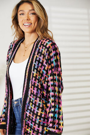 Josephine Multicolored Open Front Fringe Hem Cardigan Multicolor Cardigans by Vim&Vigor | Vim&Vigor Boutique