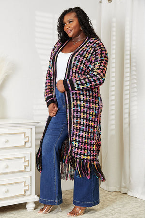 Josephine Multicolored Open Front Fringe Hem Cardigan Multicolor Cardigans by Vim&Vigor | Vim&Vigor Boutique