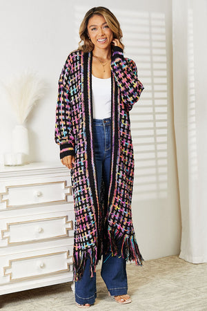 Josephine Multicolored Open Front Fringe Hem Cardigan Multicolor Cardigans by Vim&Vigor | Vim&Vigor Boutique