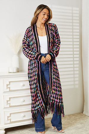 Josephine Multicolored Open Front Fringe Hem Cardigan Multicolor Cardigans by Vim&Vigor | Vim&Vigor Boutique