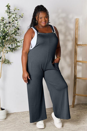 Jump Into Comfort Wide Strap Overall with Pockets Cloudy Blue S Jumpsuits by Vim&Vigor | Vim&Vigor Boutique