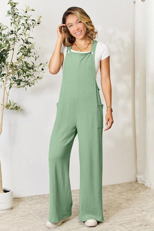 Jump Into Comfort Wide Strap Overall with Pockets Jumpsuits by Vim&Vigor | Vim&Vigor Boutique