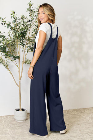 Jump Into Comfort Wide Strap Overall with Pockets Jumpsuits by Vim&Vigor | Vim&Vigor Boutique