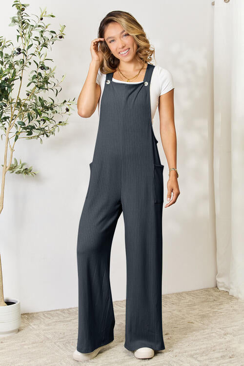 Jump Into Comfort Wide Strap Overall with Pockets Jumpsuits by Vim&Vigor | Vim&Vigor Boutique