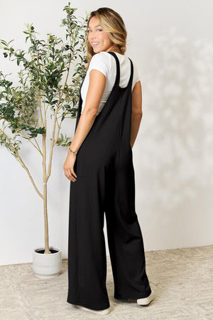 Jump Into Comfort Wide Strap Overall with Pockets Jumpsuits by Vim&Vigor | Vim&Vigor Boutique