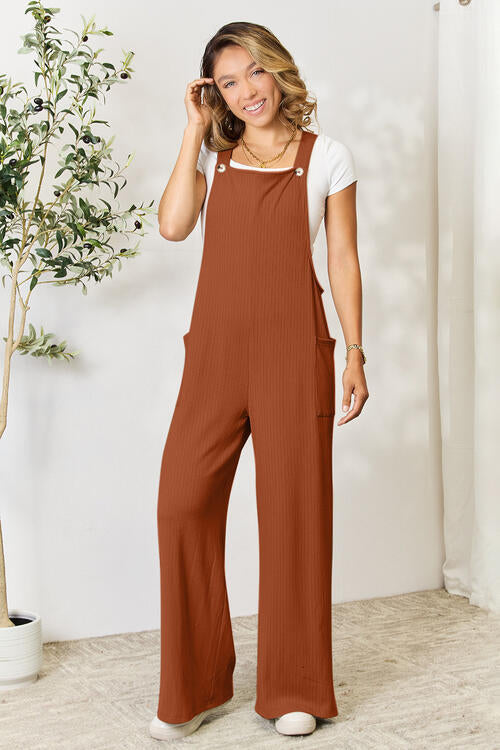 Jump Into Comfort Wide Strap Overall with Pockets Jumpsuits by Vim&Vigor | Vim&Vigor Boutique