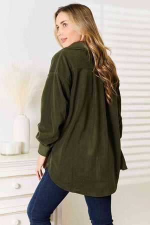 Keeping It Cozy Button Down Shacket-Army Green Army Green Shackets by Vim&Vigor | Vim&Vigor Boutique